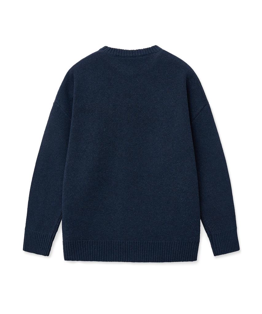 STANDARDERROR 87-Stan191 Art Lettering Oversized Jacquard Knit Navy
