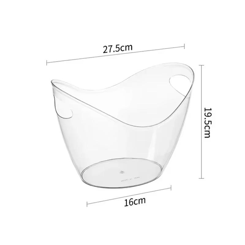 4L transparent ice bucket, handle beverage bath, large ice bucket, champagne wine cooler, and beer cooling plastic bucket