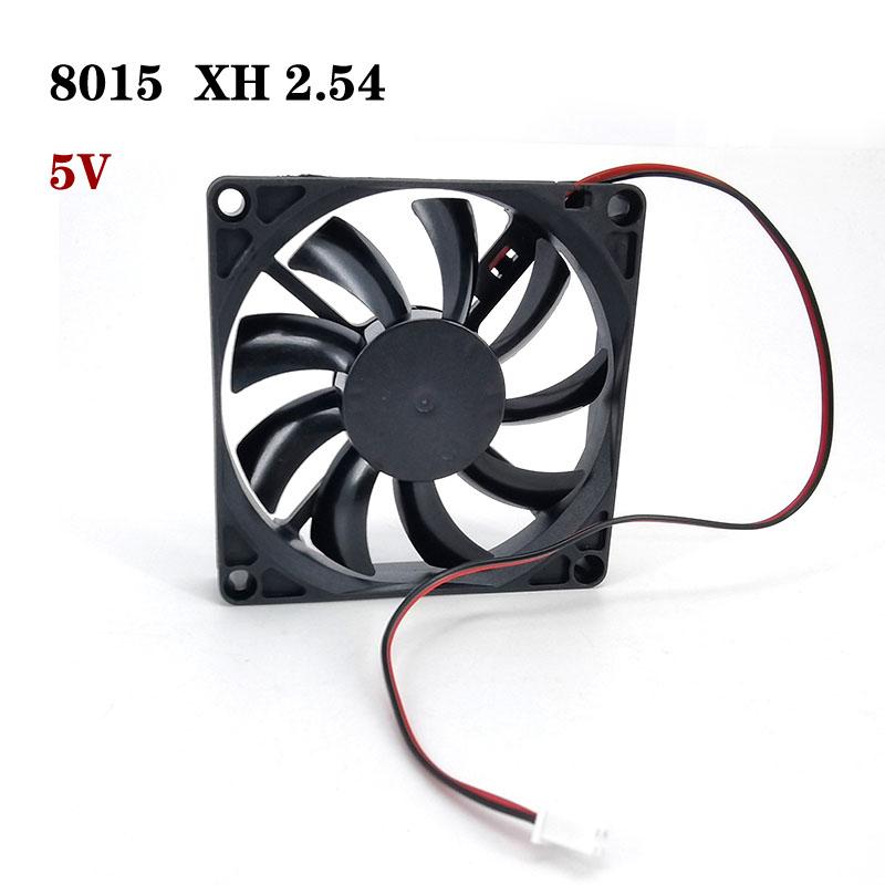 Ventilador de refrigeración sin escobillas de 8 cm, 5 V CC, 12 V, 24 V x h, 2,54 mm, 2 pines, 8010, 8015, 8025, 80 x 80 x 15 mm, disipador térmico para carcasa de PC y GPU.