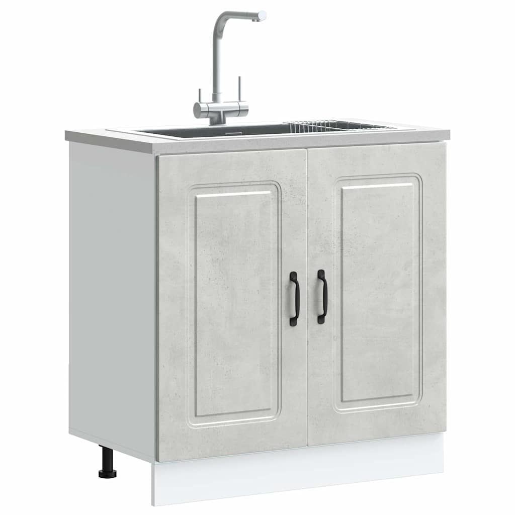 Kalmar Under Sink Cabinet Concrete Grey 80 X 46 X 81.5 Cm Particleboard