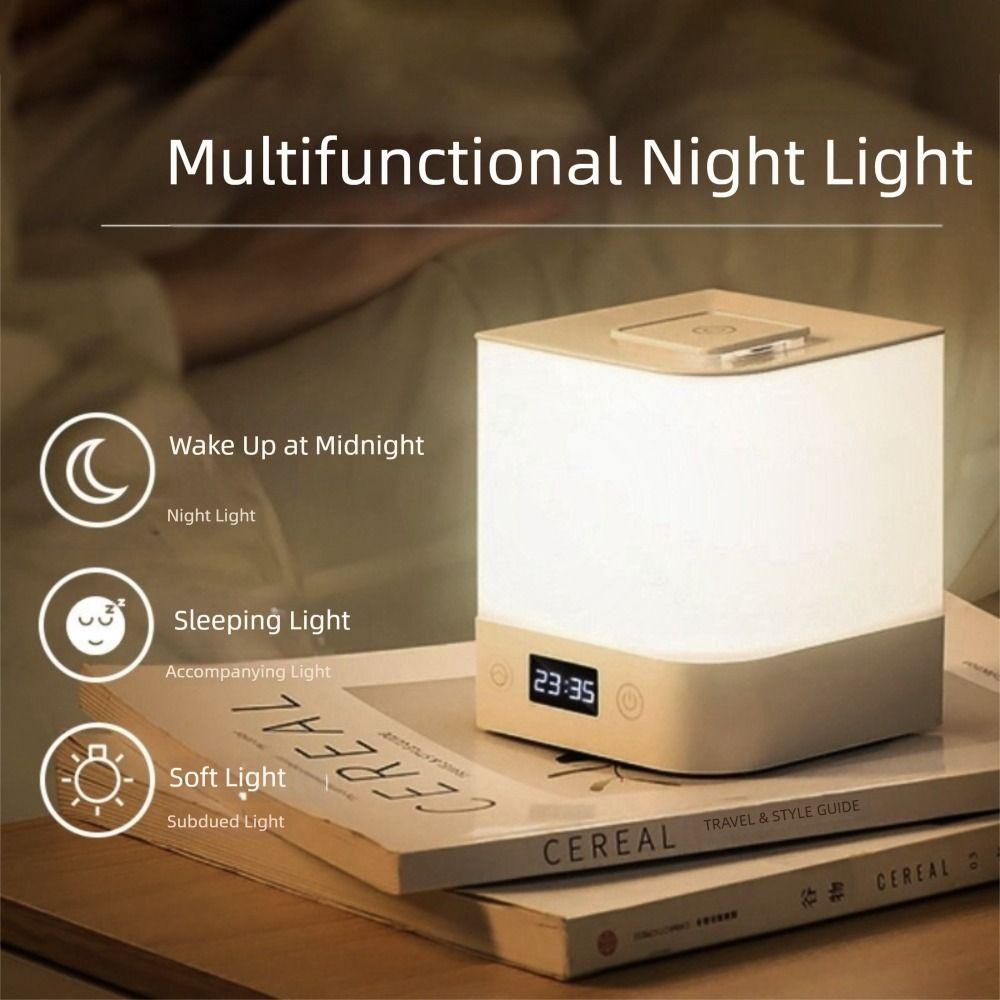 Time Display Night Light Dimmable Light Touch Sensor Bedside Light Rechargeable Energy Saving Nursery Light Bedroom Decor