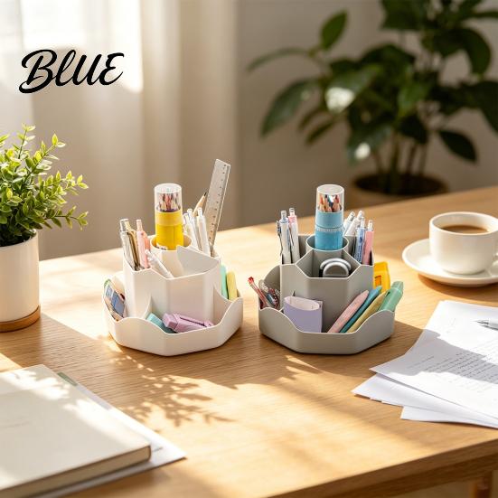 Multi-compartment Pencil Holder Rotating Pen with 9 Compartments 360 Degree Silent Smooth Spinning