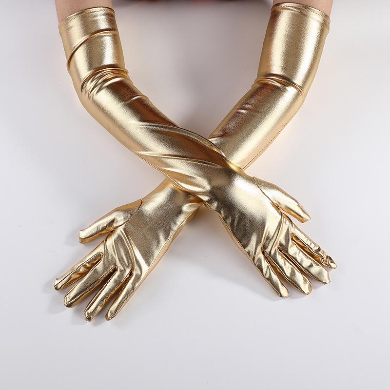Black Patent Leather Nightclub Performance Gloves