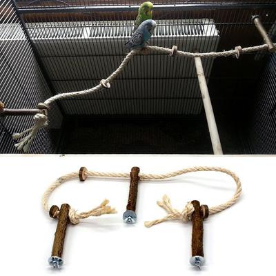 Parrot Drewniany Okoń Stojak Wiszące Wspinaczka Hamak Huśtawka Stojące Zabawki Treningowe Akcesoria Klatki