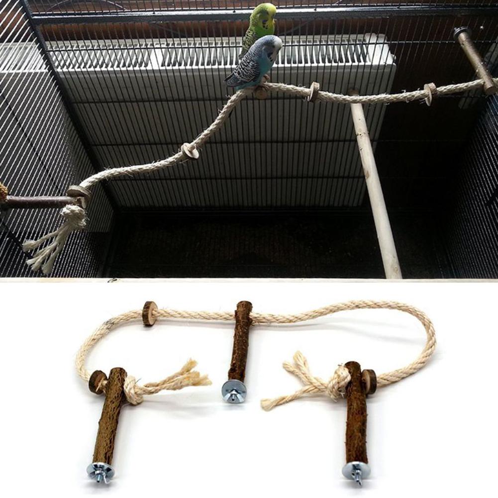 Parrot Wooden Perch Stand Hanging Climbing Hammock Swing Standing Training Toys Cage Accessories