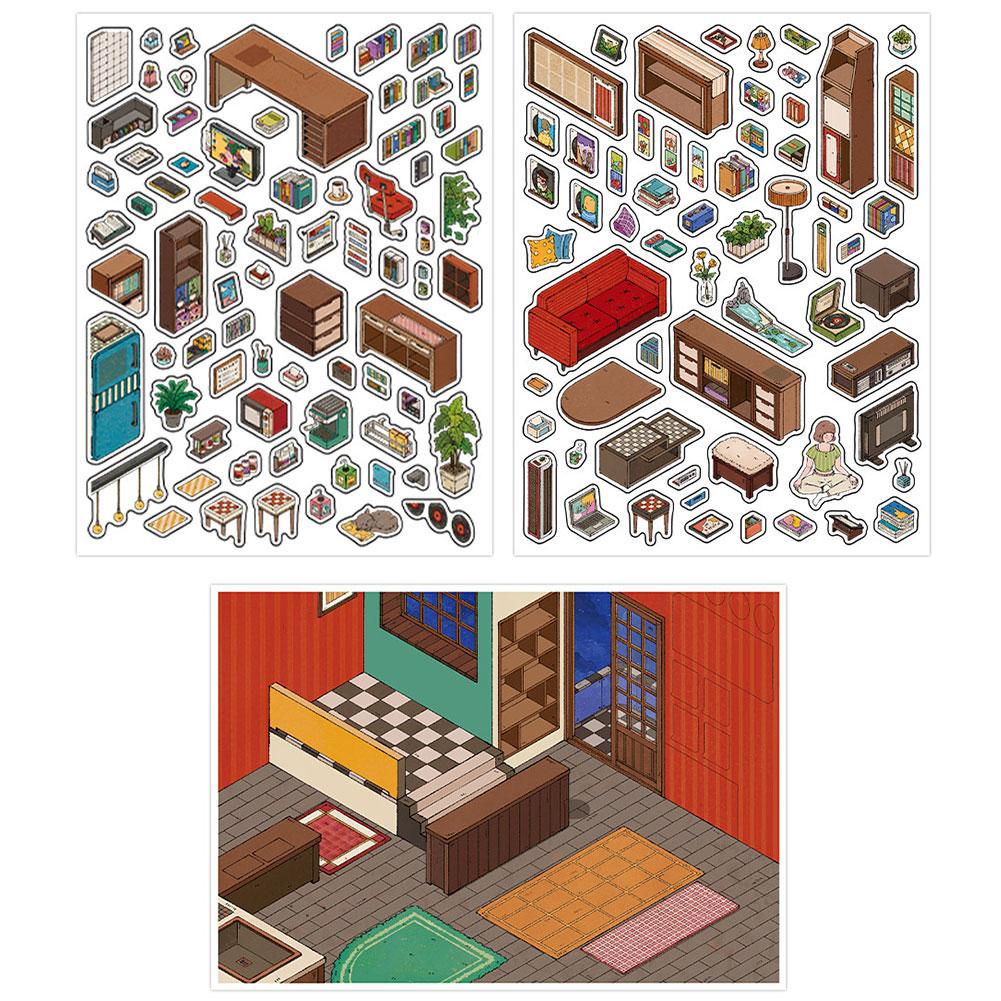 

MBTI Комплект для отдыха 3D Домашний дневник Пейзажная наклейка Миниатюрная сцена DIY Карманная хижина Сцена Ручная поделка Коллаж #01