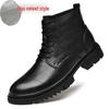 Men's Plus Size Genuine Leather High-Top Martin Boots, Velvet-Lined Winter Work Boots, Snow Boots in Cowhide.