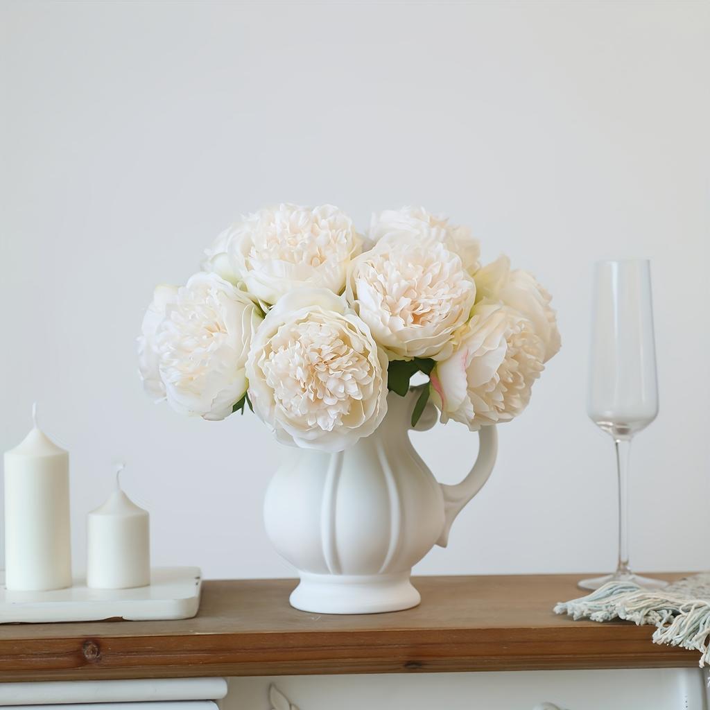 10pcs Simulated Peony Flower Wedding Bouquet Silk Flowers Fake Peony Artificial Peony Silk Flowers Bouquet for Bridal Wedding Floral Home Decoration