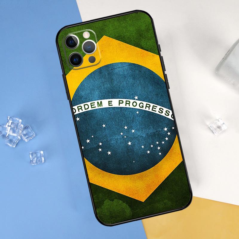 Brazil Brazilian Flag Phone Case For iPhone 16 15 13 11 12 14 Pro Max Mini X XR XS Max Plus Soft Cover