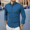 New Men'S Business Casual Long Sleeved Solid Color Shirt Wrinkle Resistant Wrinkle Free Comfortable All Season Versatile Top