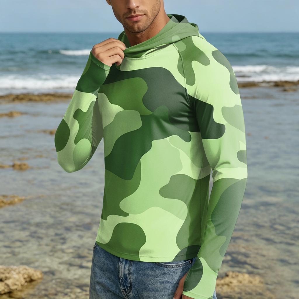 Men 50 Plus Sun Hoodie Long Sleeve Lightweight Quick Dry Hooded Shirt for Outdoor Activities