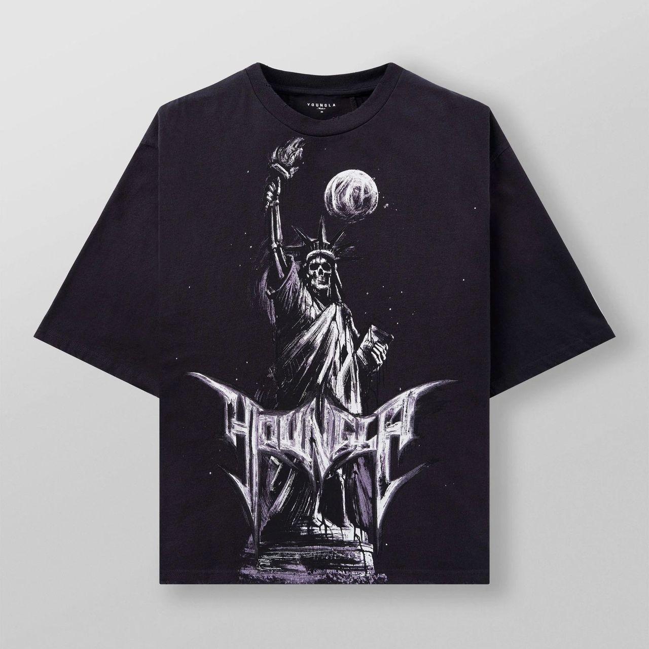 YoungLA Retro Trendiges Streetwear Herren Baumwolle Bedrucktes T-Shirt XXL violett