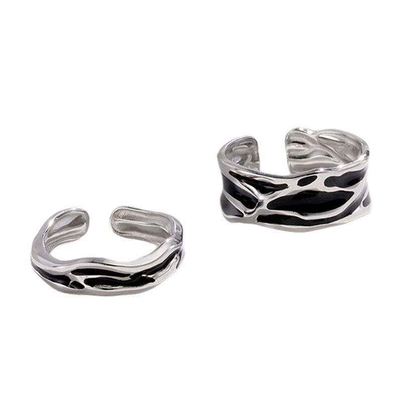 Stainless Steel Titanium Couple Rings - Cold Style, Non-Fading, Drip Oil, Open Design, Versatile Accessories