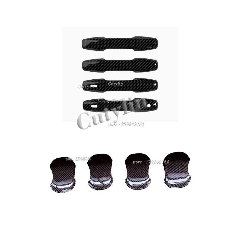 For Toyato Rav4 RAV 4 2026 2027 ABS Black/ Carbon Fiber Side door handle bowl door pull sticker cover trim decoration styling