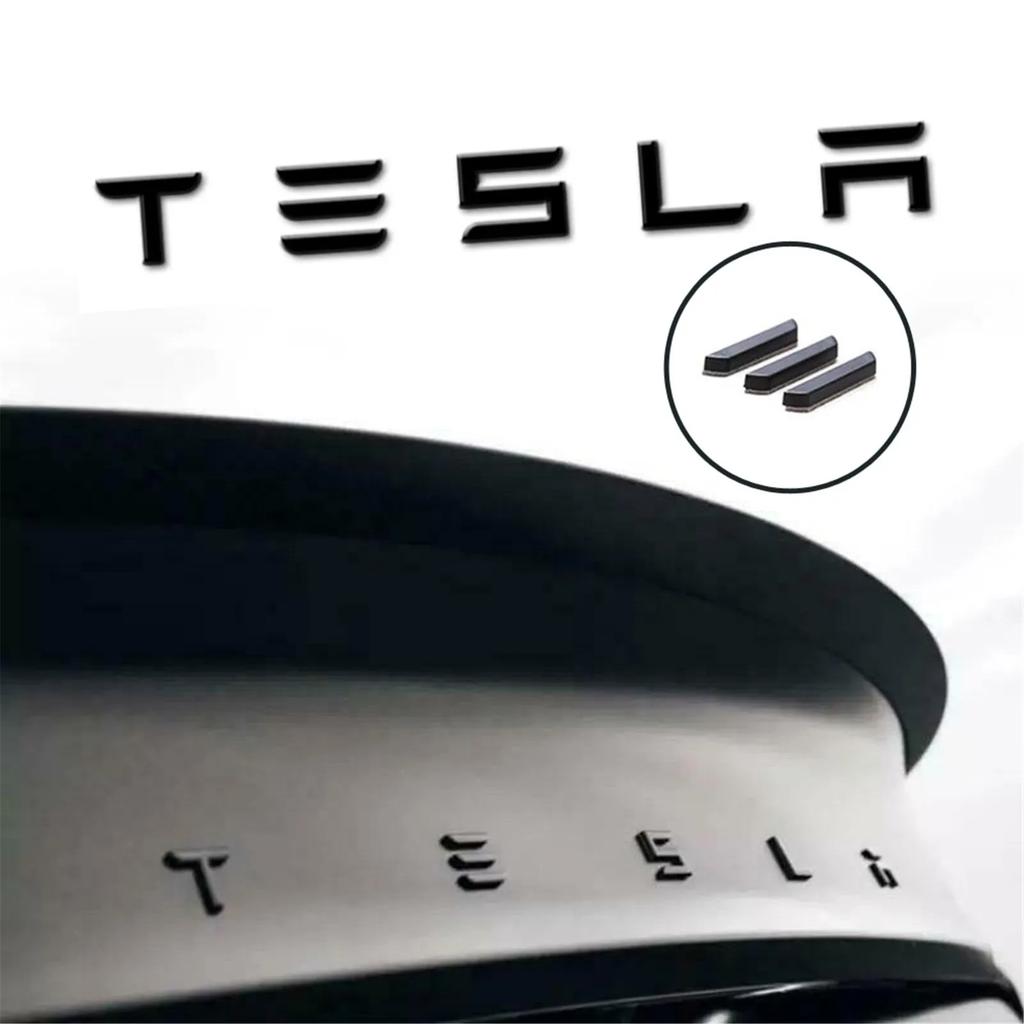 1 Stück 3D ABS Logo Tesla Emblem Buchstaben Auto Kofferraum Abzeichen Hintere Buchstaben Beschriftung Galvanisiert Für MODEL 3 MODEL S X Modifizierte Zubehörteile