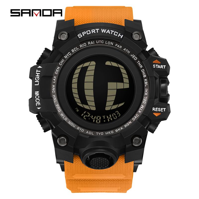 SANDA Luxury Men's Electronic Digital Watch Outdoor Sports Waterproof Countdown Men's Electronic Watch Alarm Clock