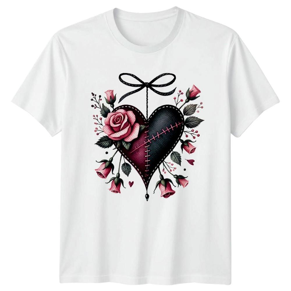 Roses Heart Floral Graphic Unisexs TShirt Unisexs Tee Unisex Top S