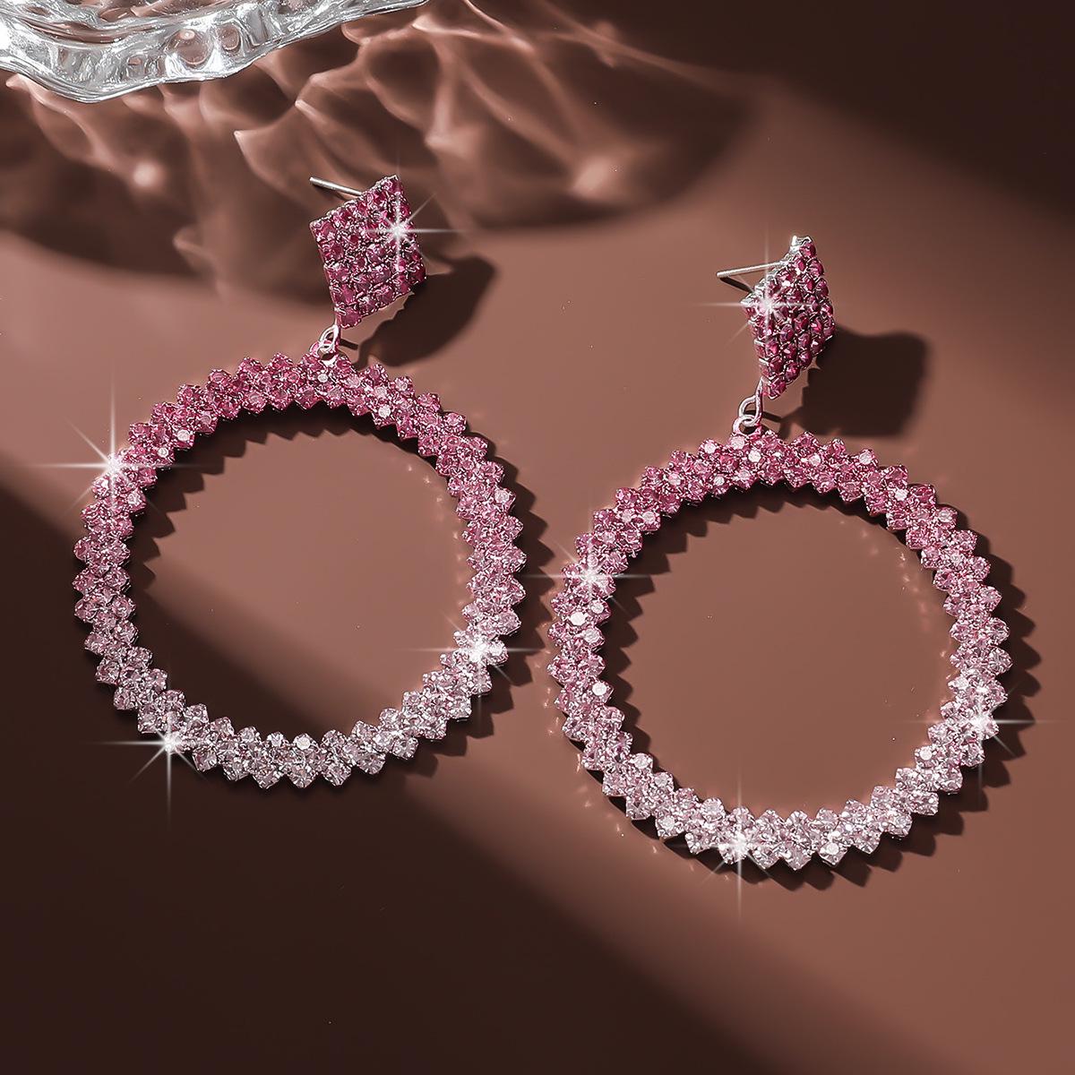 Роскошные геометрические круглые серьги-пусеты с полным бриллиантовым блеском для женщин