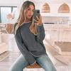 Women's Crew Neck Sweater, Solid Color, Long Sleeve for Fall and Winter