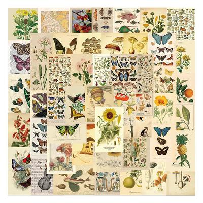 10/50PCS Retro farfalla pianta fiore adesivi decalcomanie vintage decorazione telefono fai da te notebook valigia laptop adesivo graffiti