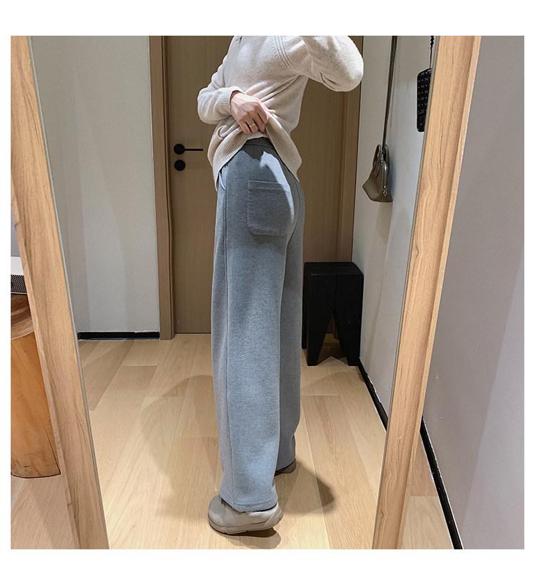AJ12311 Luxury Yak Wool Wide-Leg Pants: Upgraded 520G Yak Wool & Acetate Silk for Ultimate Warmth & Comfort.