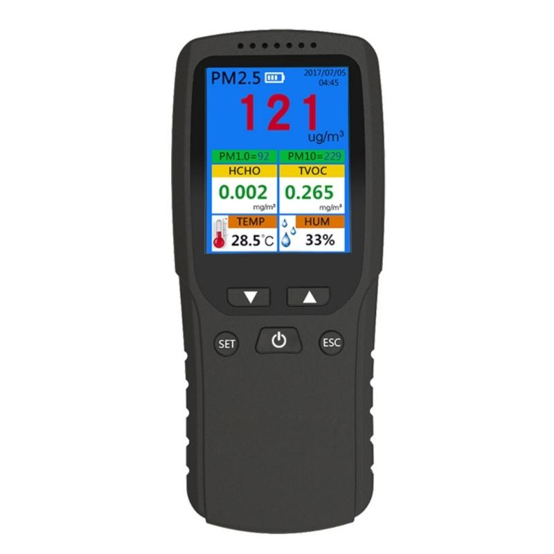 

8 in 1 Easy Carry Air Quality Monitors Immediate LCD Display Hearable Visual Alerts Temperature Humidity Sensors Long Battery 1