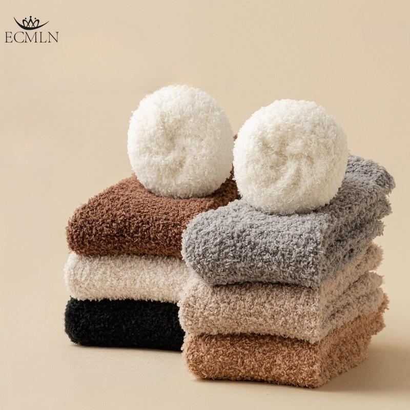 Coral Fleece Socks Autumn and Winter Women's Mid-calf Socks Non-shedding Fleece-lined Warm Sleep Socks Floor Socks