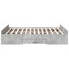 Bed Frame with Drawers Concrete Grey 135 x 190 cm Engineered Wood