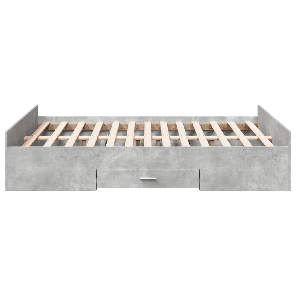 Bed Frame with Drawers Concrete Grey 135 x 190 cm Engineered Wood