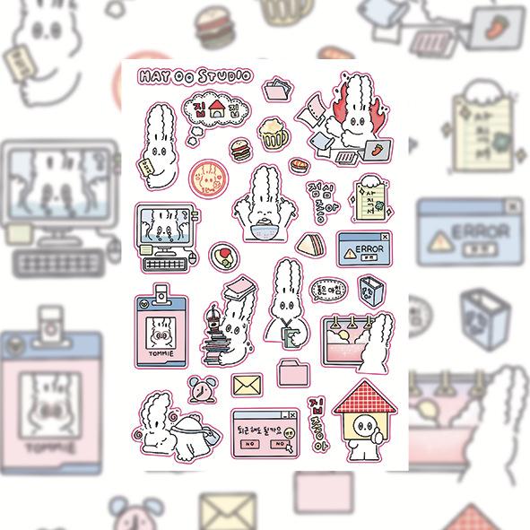 

1pc Korean Kawaii Rabbit Stickers DIY Decorative Stationery for Scrapbook Journal Planner Collage