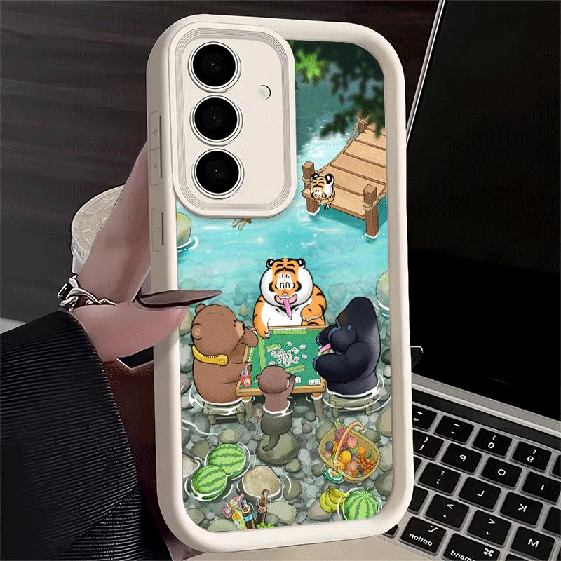 Phone Case for Samsung Galaxy A17 A16 A15 A14 A13 Cartoon Fat Tiger Funny A56 A36 A26 A55 A35 A25 A54 A34 A24 A53 A33 A23 A07 A0