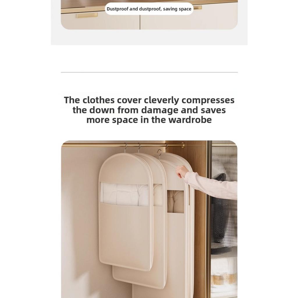 New Down Jacket Compression Dust Cover Wardrobe Clothes Dust Bag - Hanging Household Transparent Garment Hanger Bags, Space Saving Storage Organizer