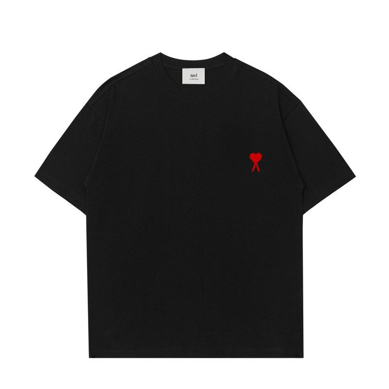 AMI&EASY Classic Short-Sleeve Men's T-Shirt with Small Heart Embroidery - Casual and Versatile Summer Wear