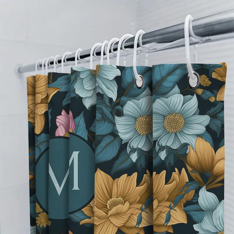 Modern Bathroom Decor: Elegant Gold White Shower Curtain with Geometric Pattern for Bathrooms Perfect Gift Idea