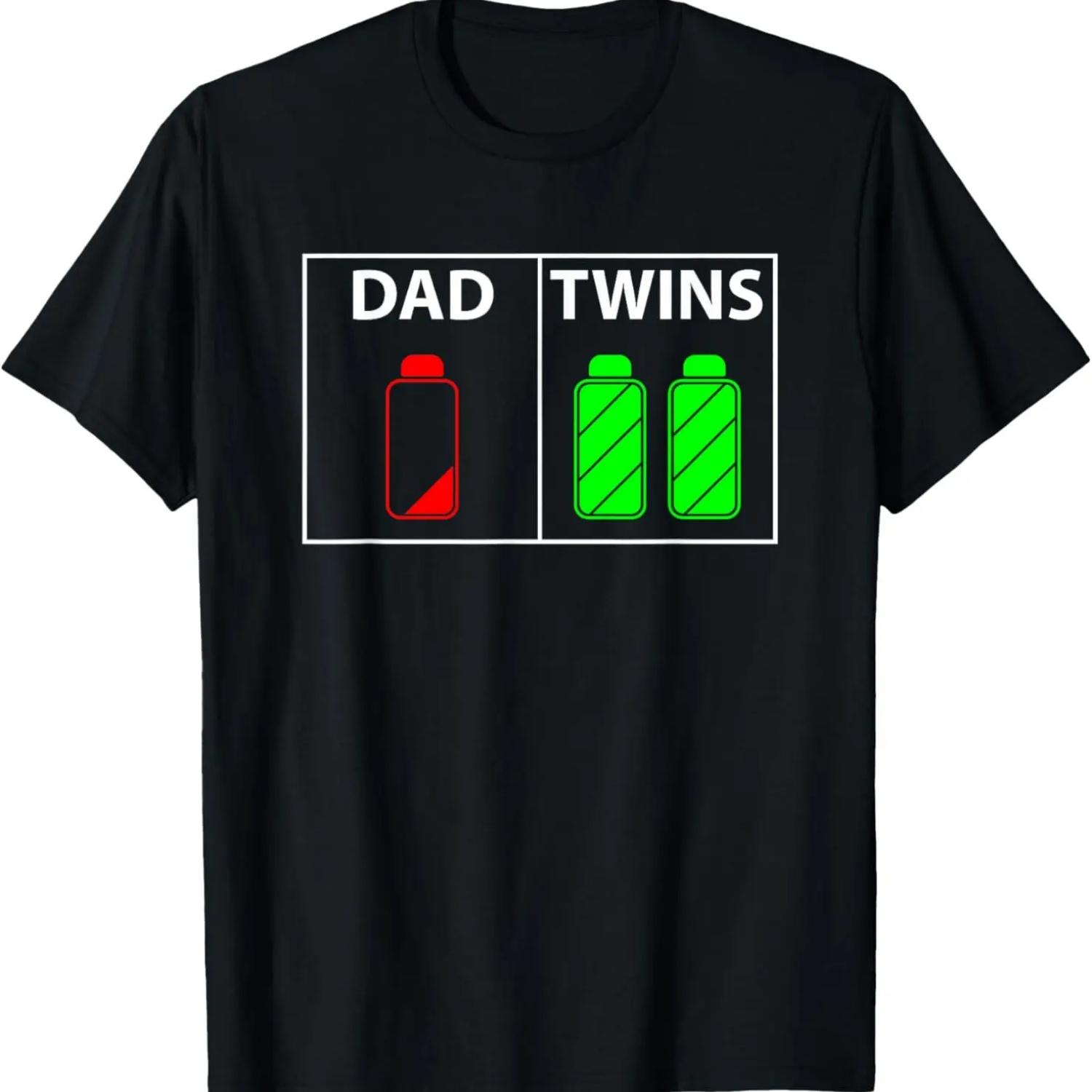 

Mens Twin Dad Shirt Funny Low Battery Power Father s Day Gift S