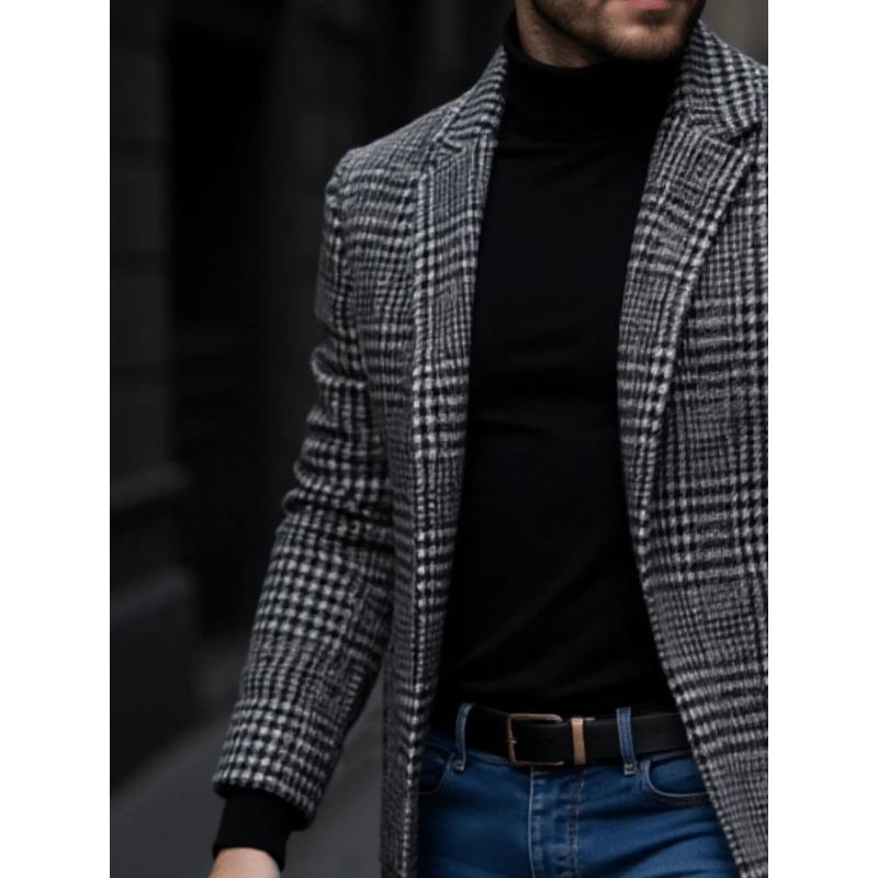 Ankunft Herren Outdoor Verdickt Warm Trenchcoat Hahnentritt Herbst Winter Winddicht mit Innenfutter Übermantel Trenchcoat