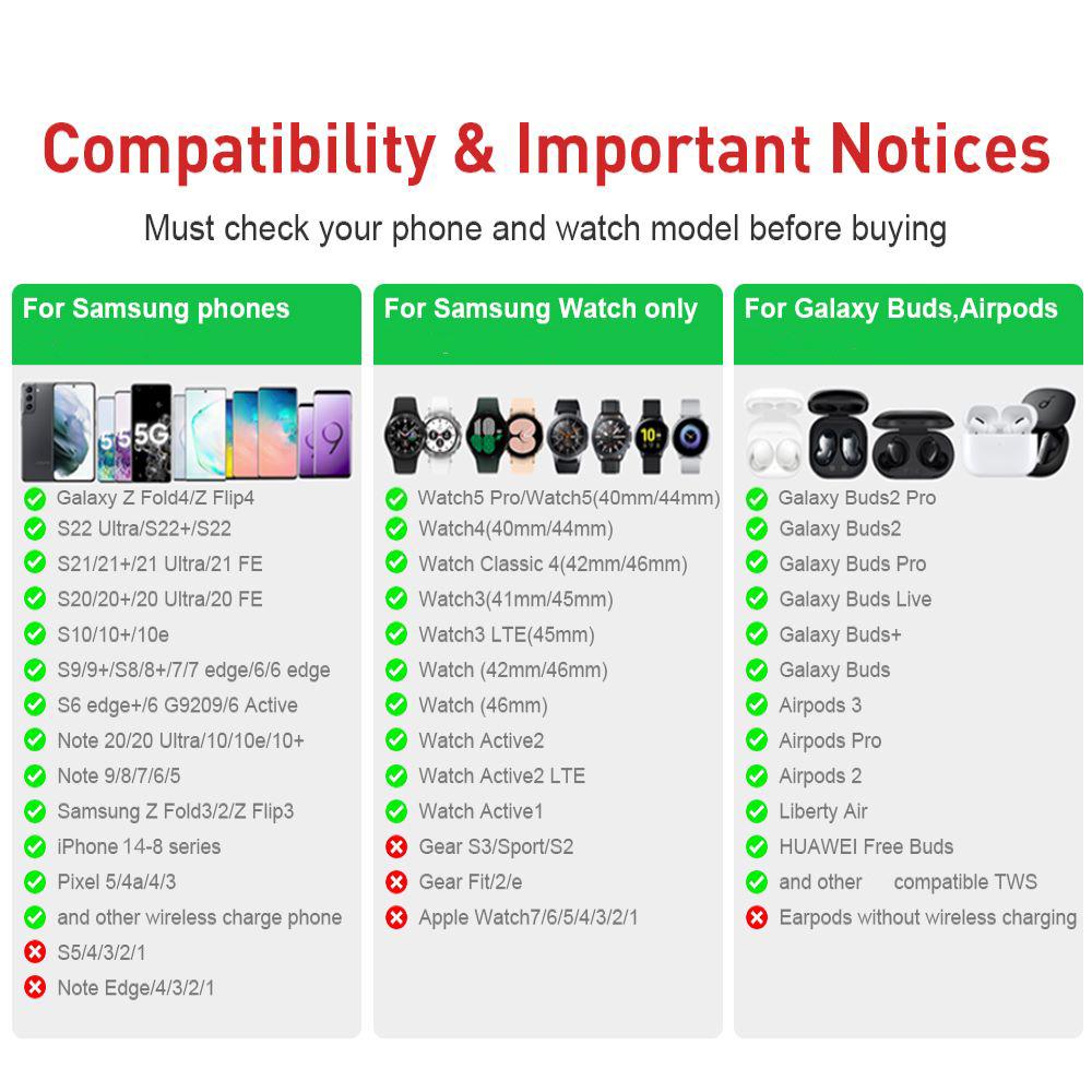 25W 2 In 1 Wireless Charger Dual Fast Charging Pad for Samsung S22 S21 Fold Flip Galaxy Watch 5 4 Classic 3 Active 2 Buds Pro