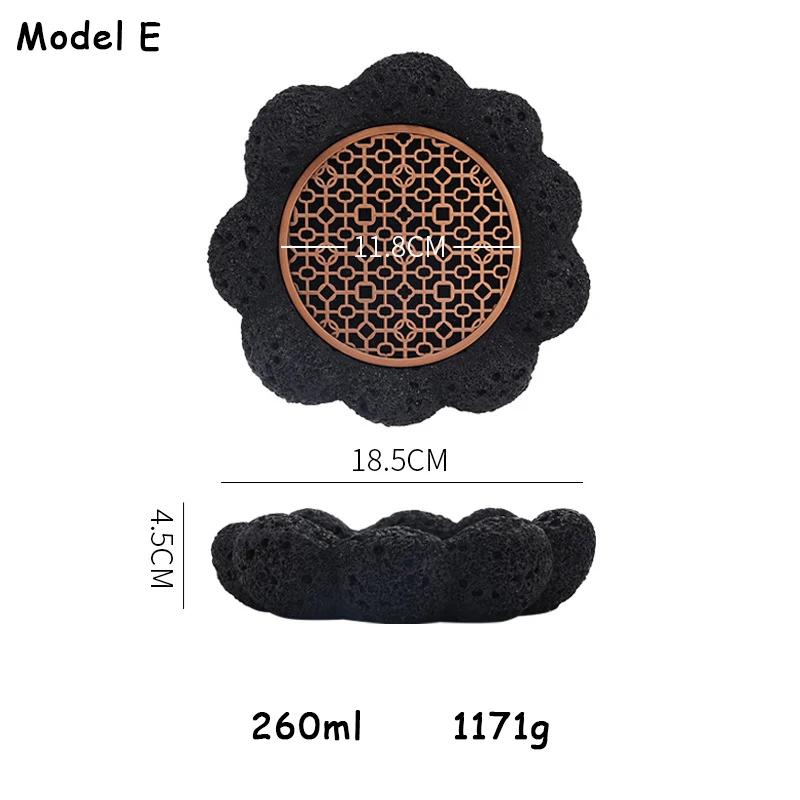 Japanese Style Salmon Tray Hotel Creative Tableware Coal Ball Volcano Stone Artistic Dish Black Sushi Sashimi Plate Food Display