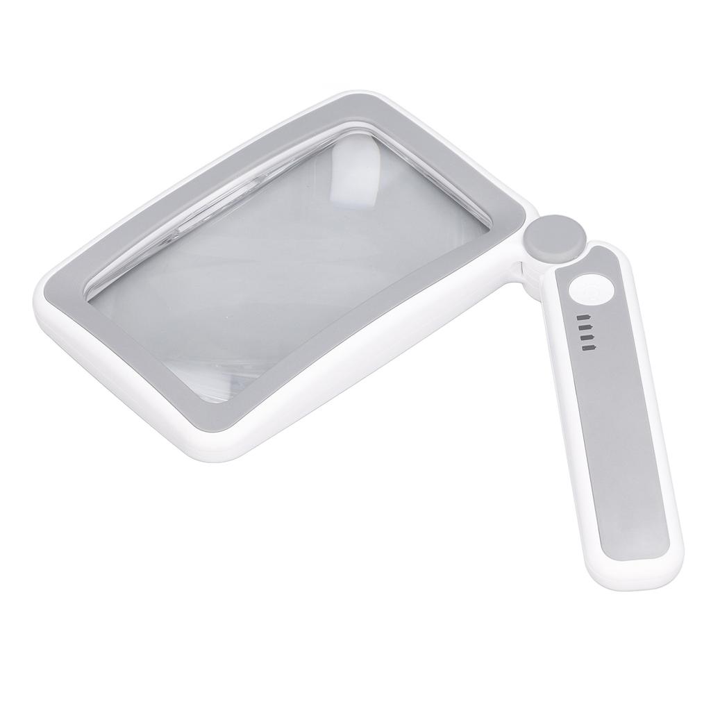 Handheld Magnifying Glass 4x Magenification 10 LED Lights 3 Levels Adjustable Rechargeable Rectangle Reading Magnifier