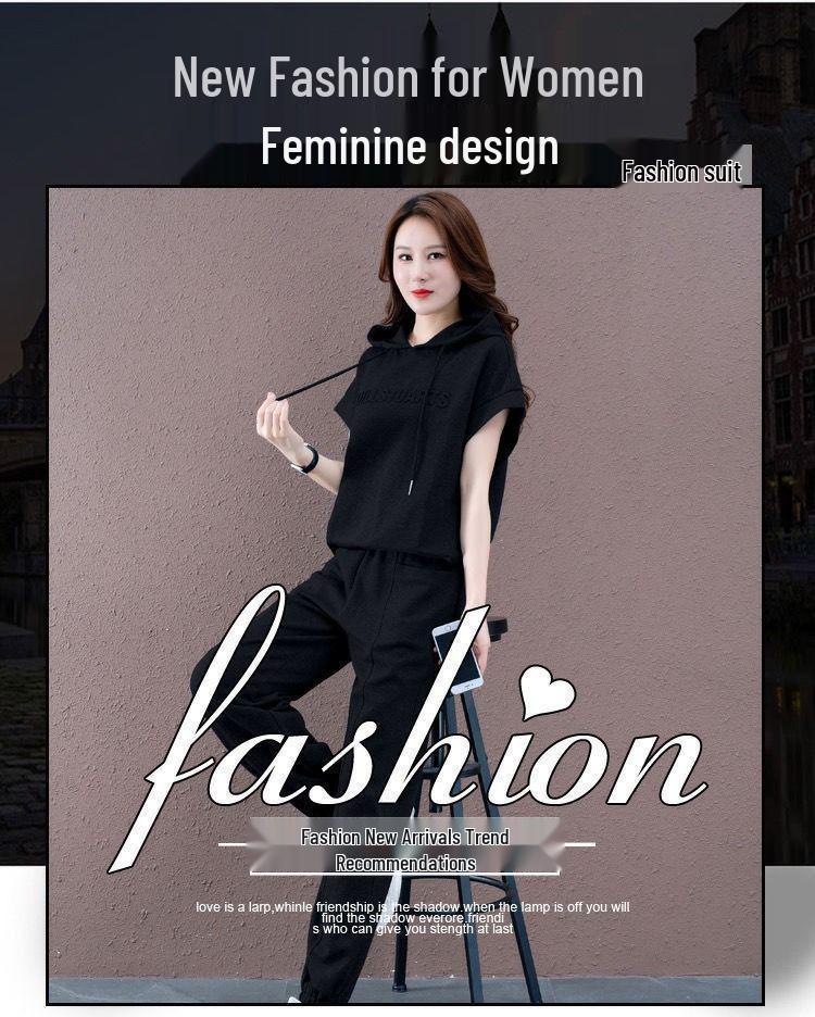 2025 Damski sportowy dwuczęściowy zestaw casualowy z kapturem w dużych rozmiarach: Wyszczuplający i Stylowy