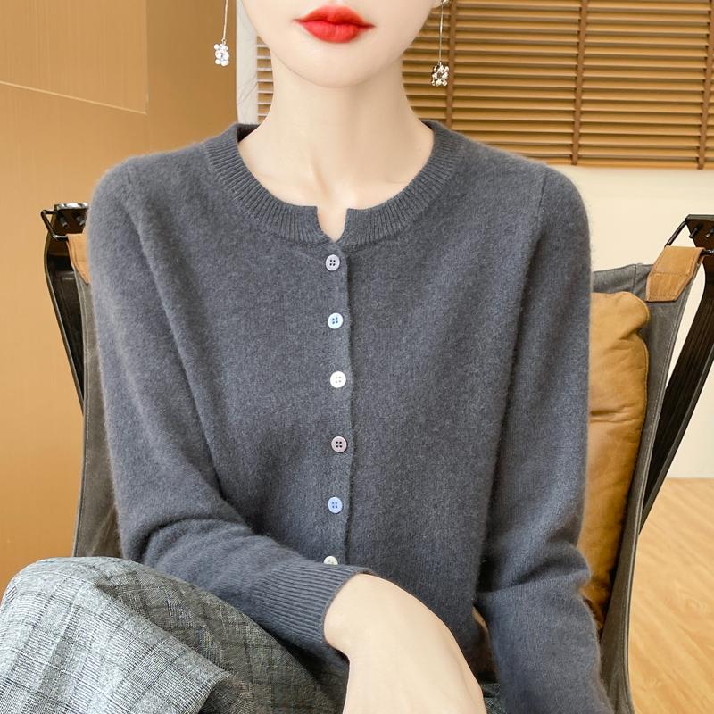 

Женский кардиган Qinghe Cashmere из 30% кашемира - Мягкий и теплый свитер из шерстяной смеси XL темно-серого