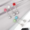 New Stainless Steel Tongue Barbell with Colored Diamond Ball Jewelry