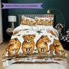 Four Cute Beasts Pattern Bedding Uilt Set Uilt Cover Pillowcase Home Decoration Birthday Gift (1 * Duvet Cover + 2 * Pillowcase Without Core)