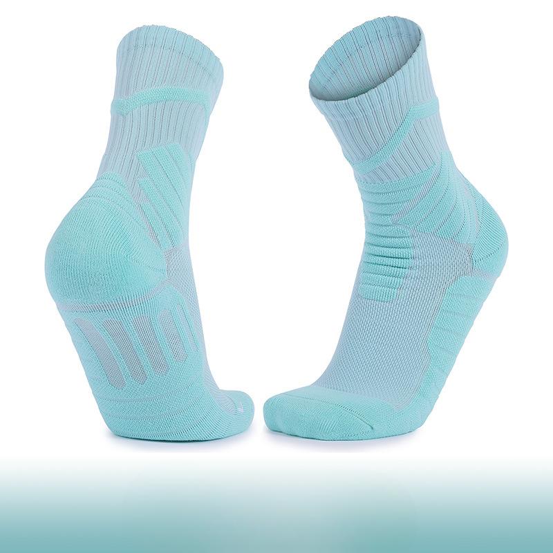 Basketball Professional Towel Sole Socks, Pure Cotton Women's and Men's Solid-color Sports Socks, Shock-absorbing and Anti-slip Mid-calf Socks