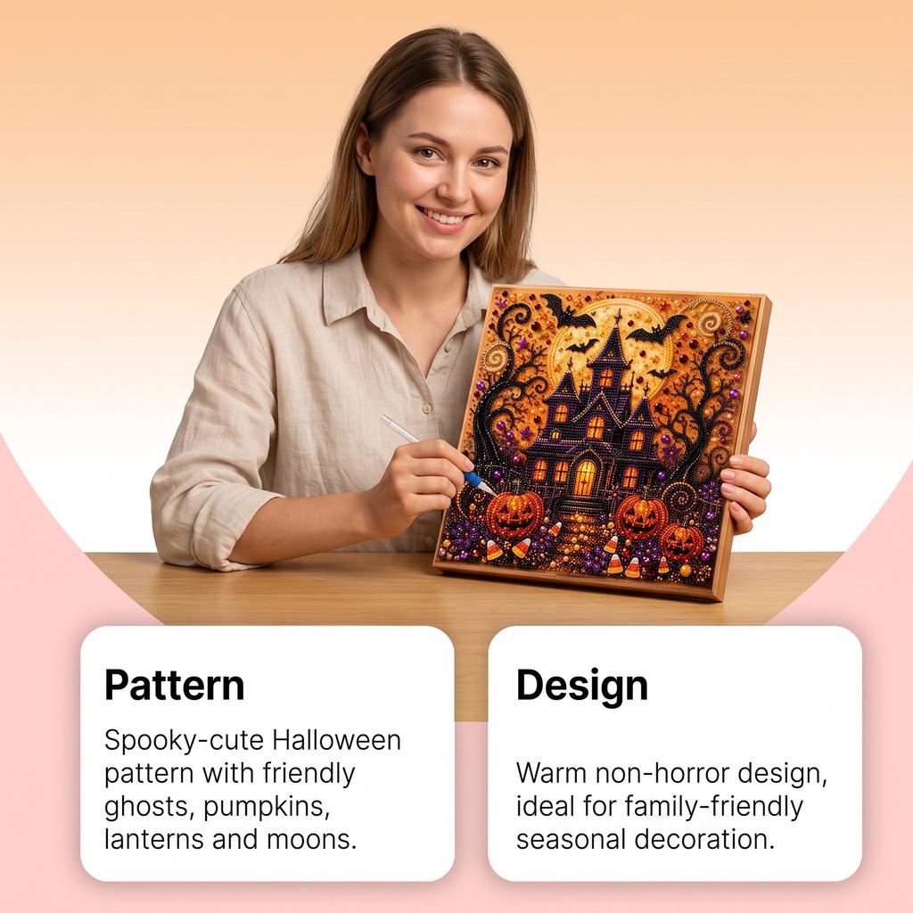 DIY Halloween Pearl Art Kit Hat Pumpkin Spider, 3D Retro Halloween Wall Art Pearl Painting