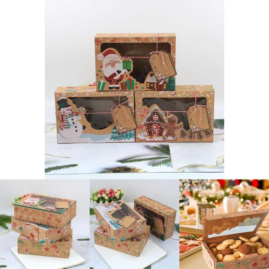 Portable 12pcs Kraft Paper Christmas Gift Candy Cookie Muffin Cake Boxes Featuring Eco-friendly Design
