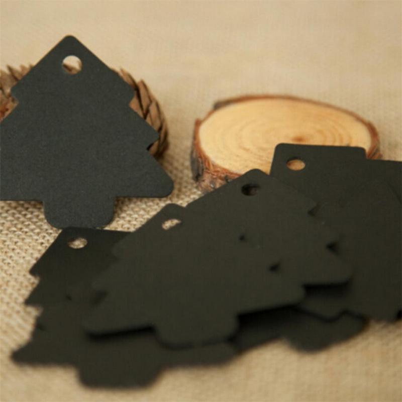 100pcs 5.5*5.4cm DIY Kraft Christmas Tree Shape Hang Tag Christmas Party Deco Paper Cards Gift Tag