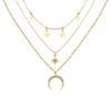 Retro Crescent Star Multi-Layer Necklace with Pentagram Pendant