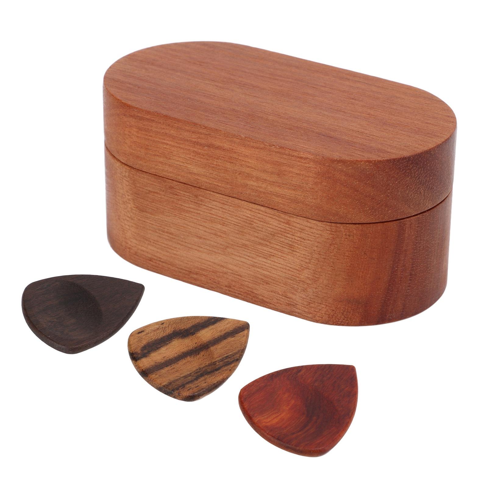 

Wooden Guitar Pick Box Set Plectrum Storage Holder Case Gift Solid Wood Instrument Accessories