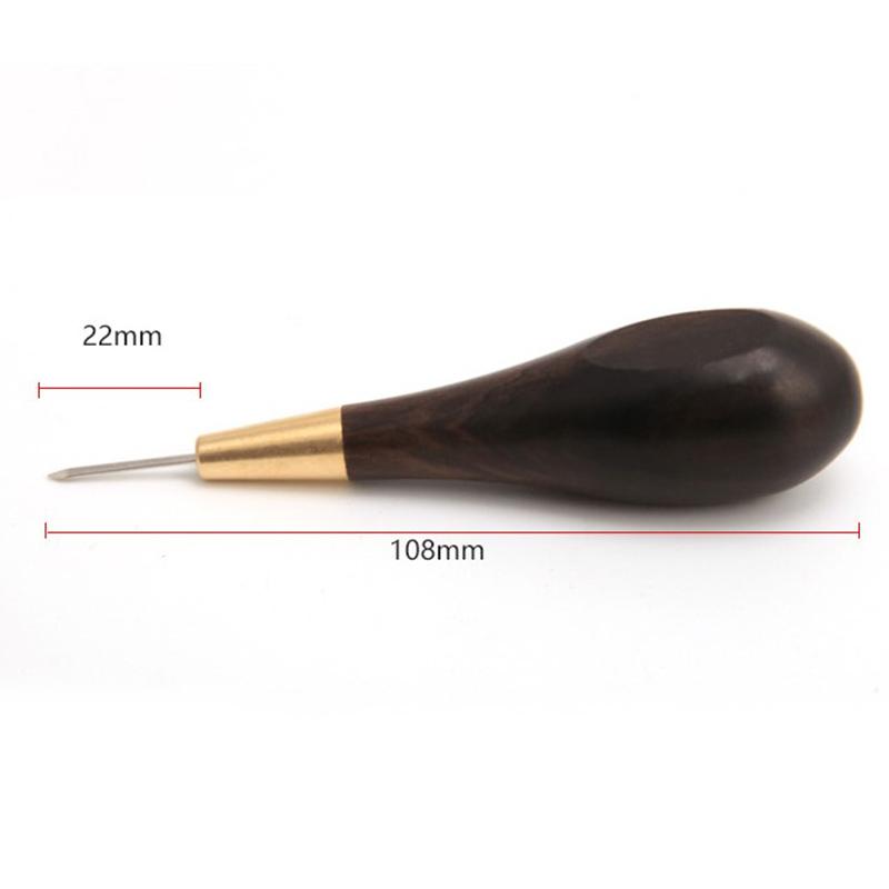 1Pc Leather Stitching Awl Diamond Shape Ebony Blackwood & Brass Craft Tool